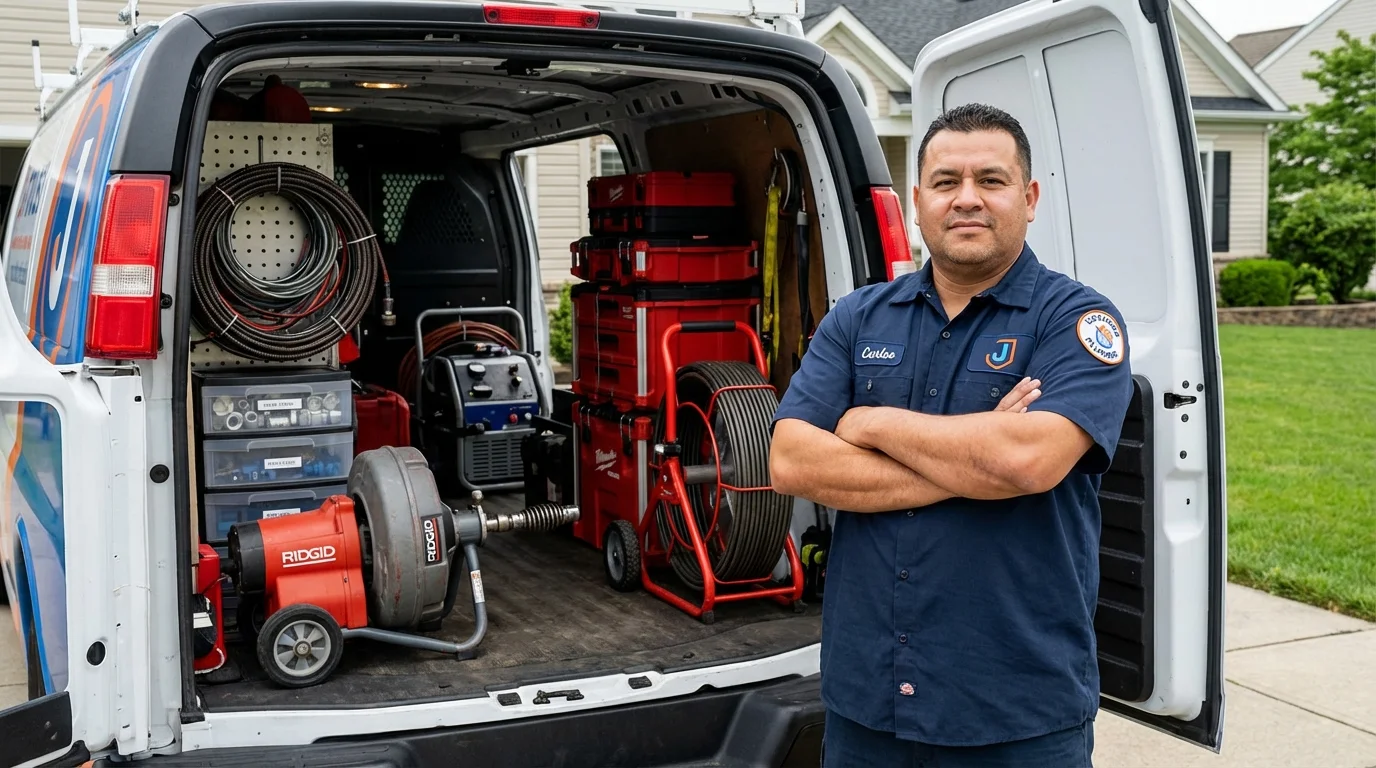 Professional drain cleaning equipment and Johns Plumbing LLC plumber in Athens